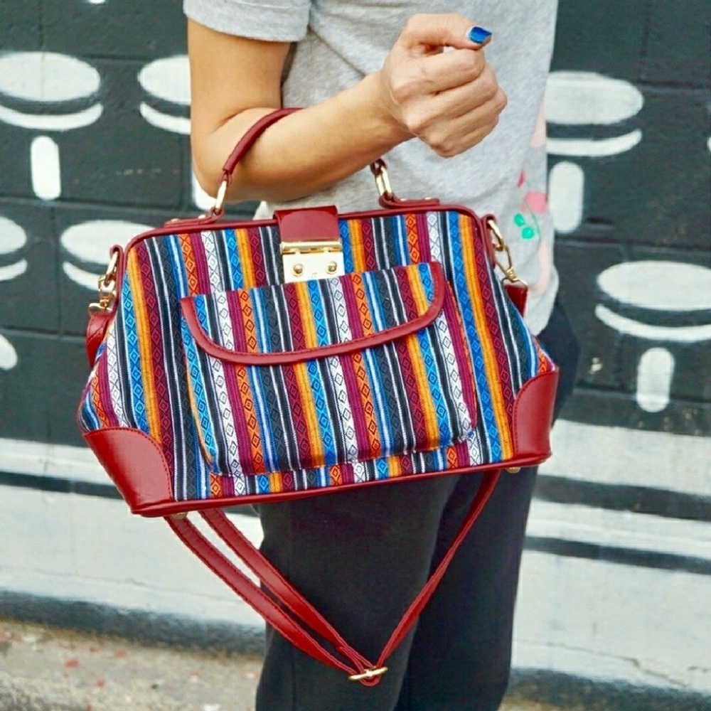 Pink Haley Vintage Inspired Multiprint Satchel